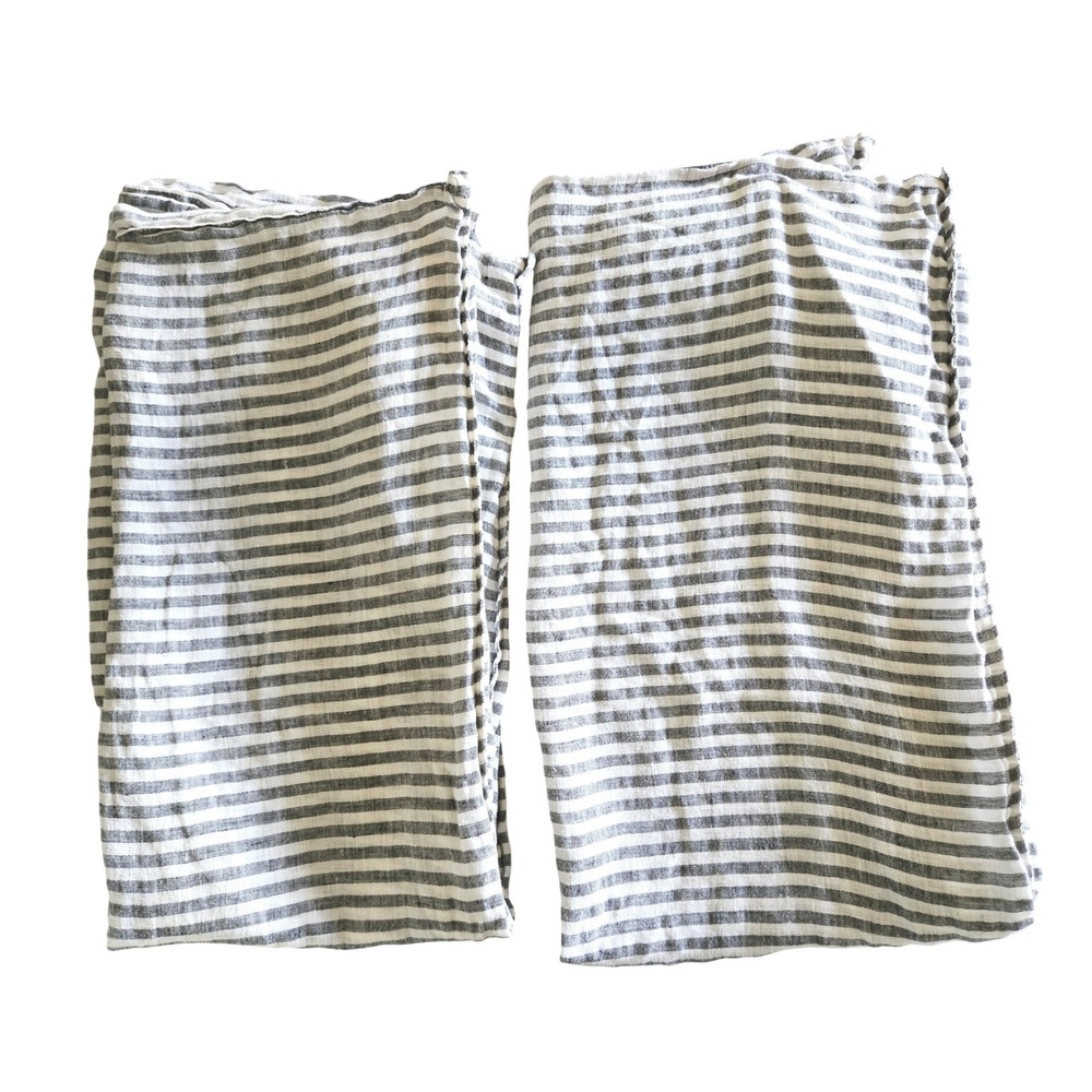 Brooklinen King Linen Pillowcase Set of 2 Grey White Striped OEKO-TEX Portugal